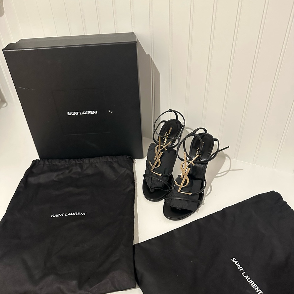 Saint Laurent Black and Gold Heels - Picture 2 of 5